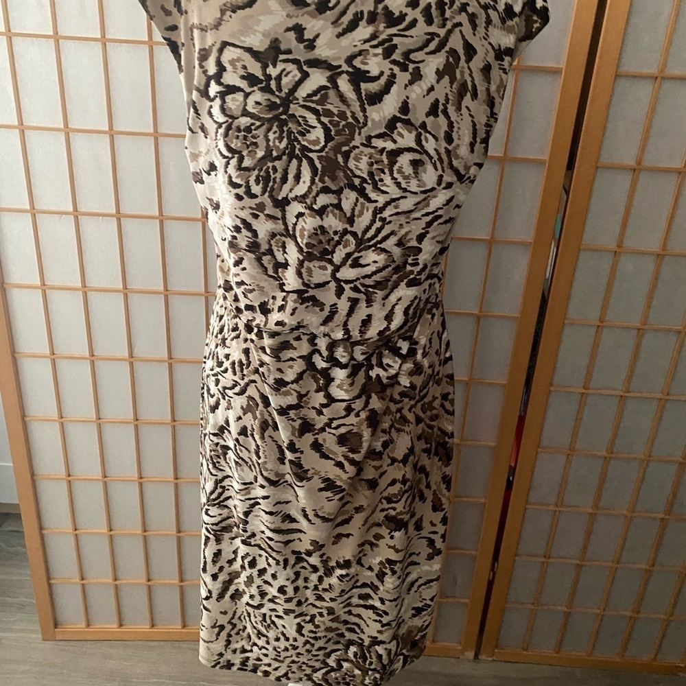 Dana Buchman Womens Dress Size Med Sleeveless Tank Animal Print Stretch Brown - Picture 5 of 7